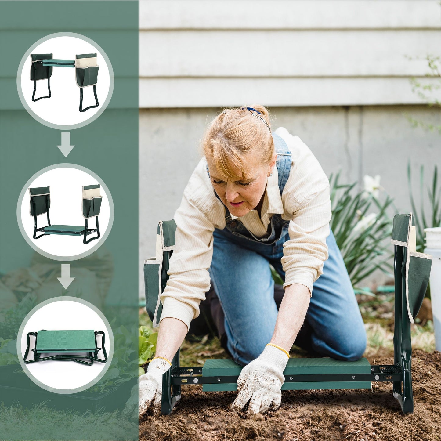 Portable 2-in-1 Garden Stool and Kneeler with Tool Bags – The Perfect Gift for Gardening Enthusiasts