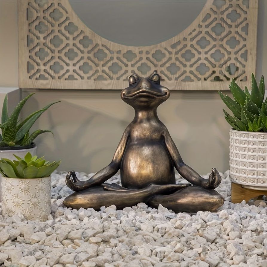 Yoga Frog  Miniature Meditation Resin Statue, For Desktop Living Room Bedroom Office Book Shelf Garden Outdoor Decoration, Home Decoration