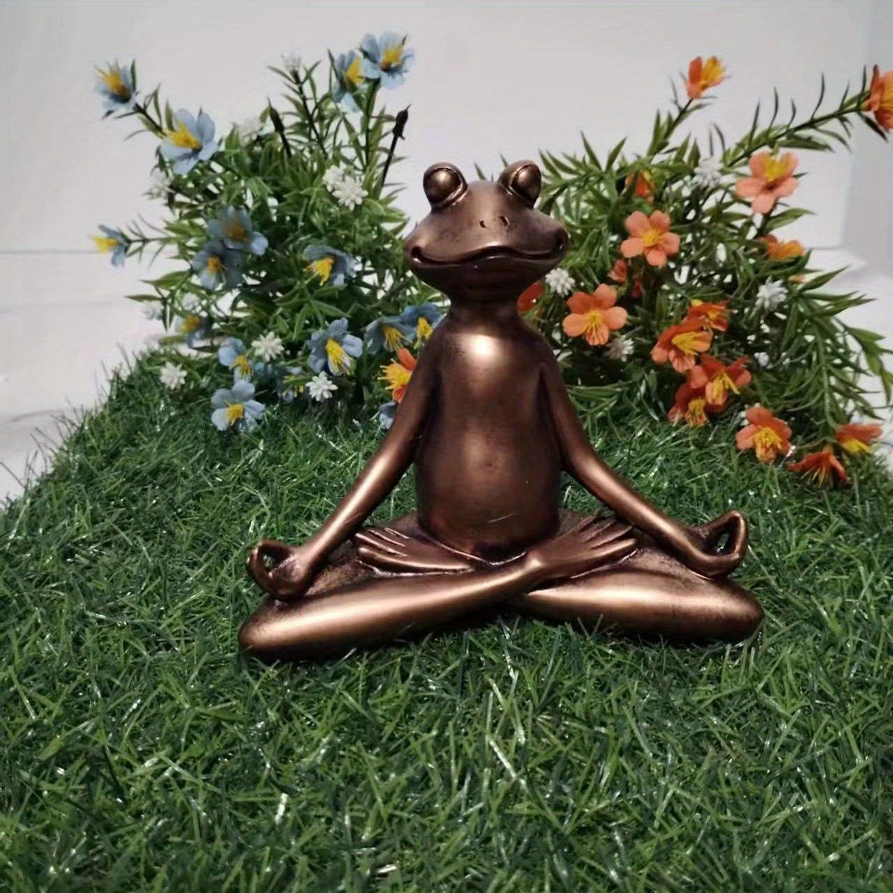 Yoga Frog  Miniature Meditation Resin Statue, For Desktop Living Room Bedroom Office Book Shelf Garden Outdoor Decoration, Home Decoration