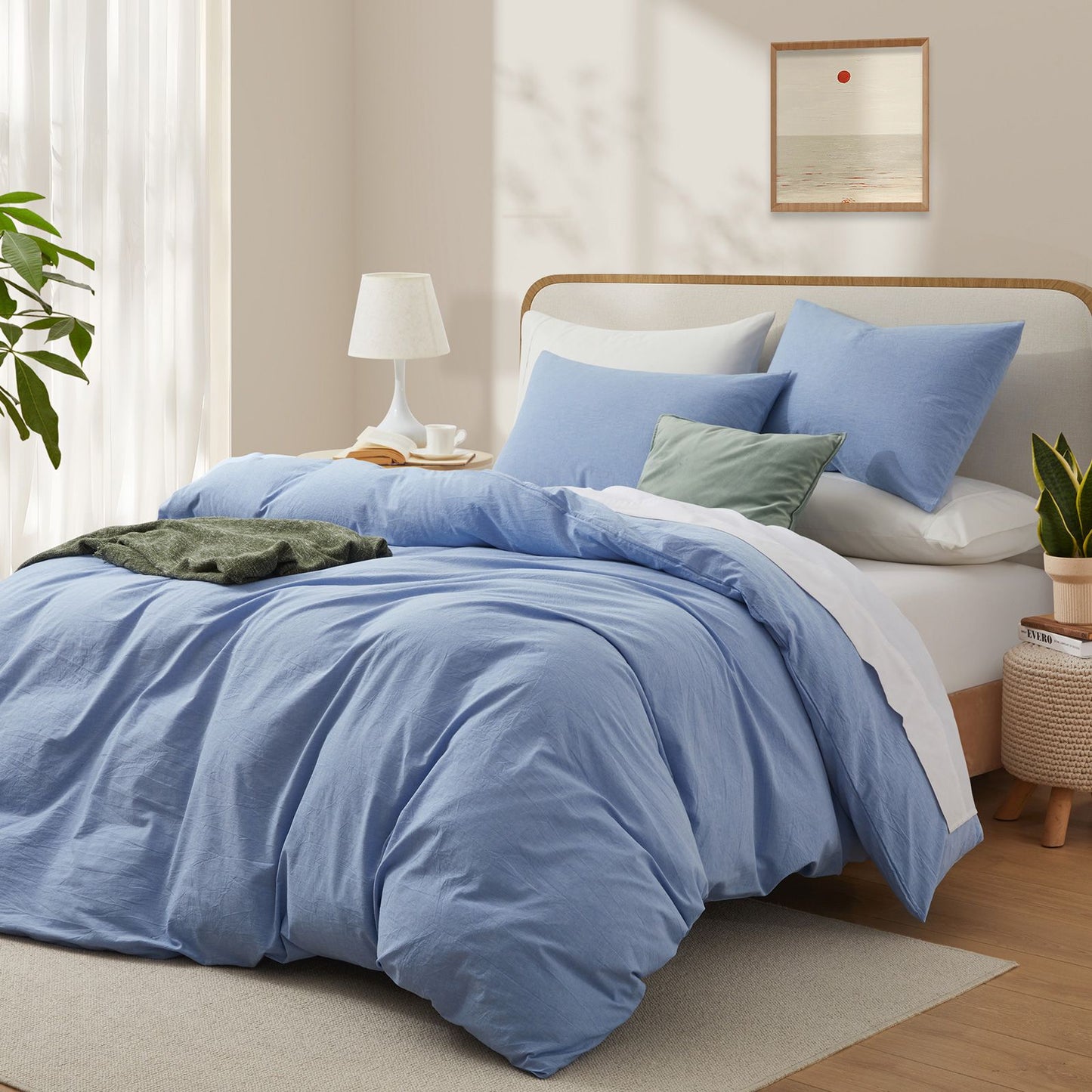 Beautifully coloured Duvet Sets in a Variety of Colours to Suit Your Taste - Durable, Fade-Resistant Bedding 100% Washed Cotton Duvet Cover Set  (No Comforter)