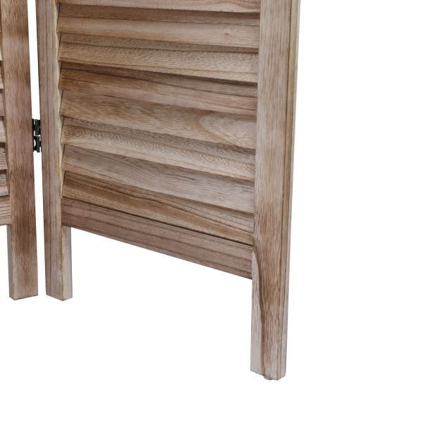 Rustic Wood Partition Screen – 4-Panel Louver Design for Privacy