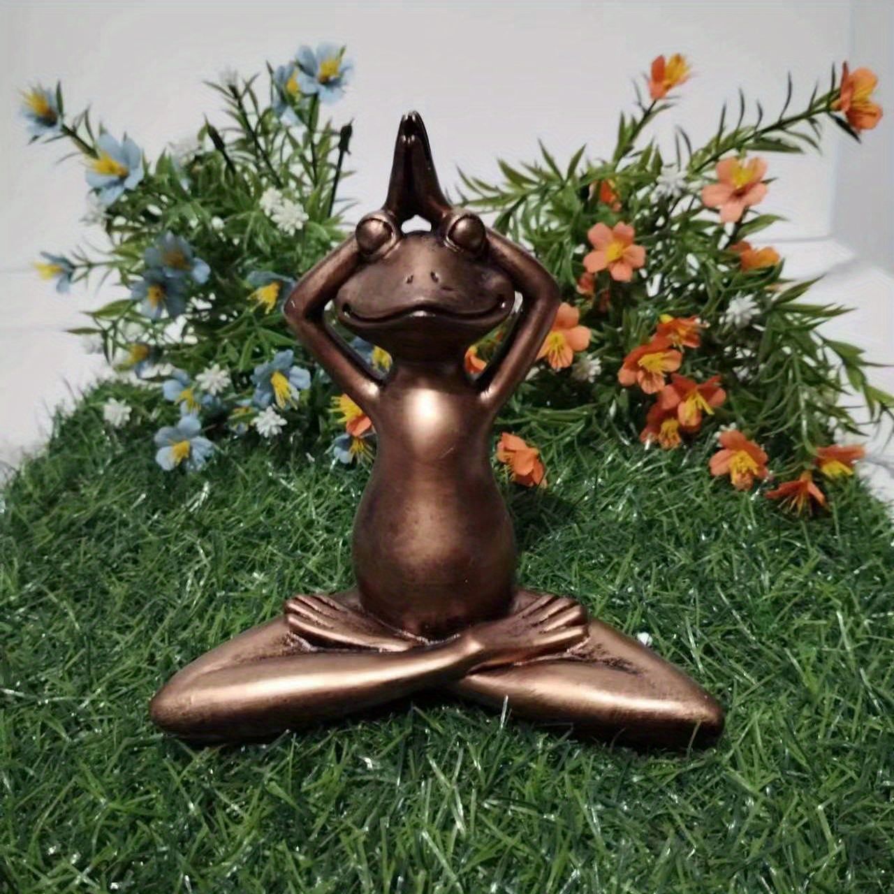 Yoga Frog  Miniature Meditation Resin Statue, For Desktop Living Room Bedroom Office Book Shelf Garden Outdoor Decoration, Home Decoration