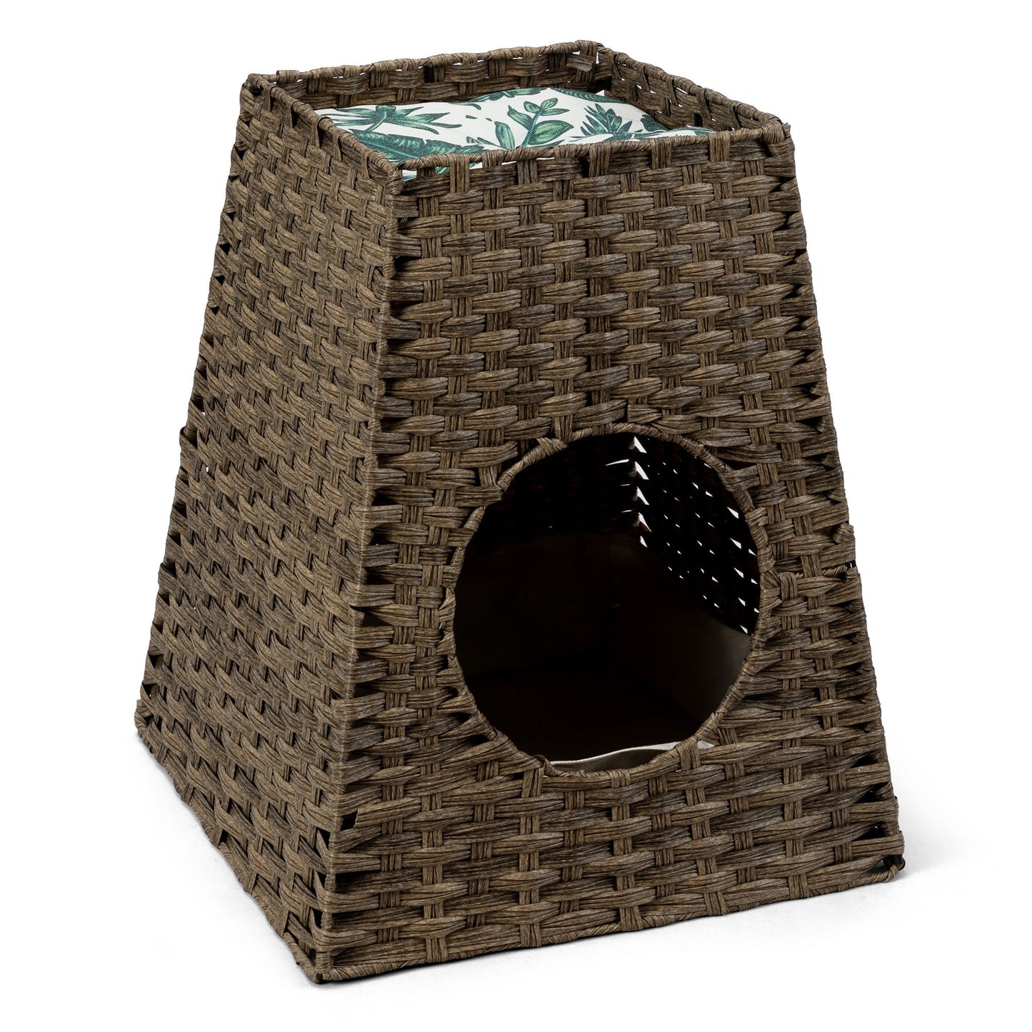 Multi-Functional Cat Washroom for Indoors & Outdoors - Rattan Cat House with Litter Box