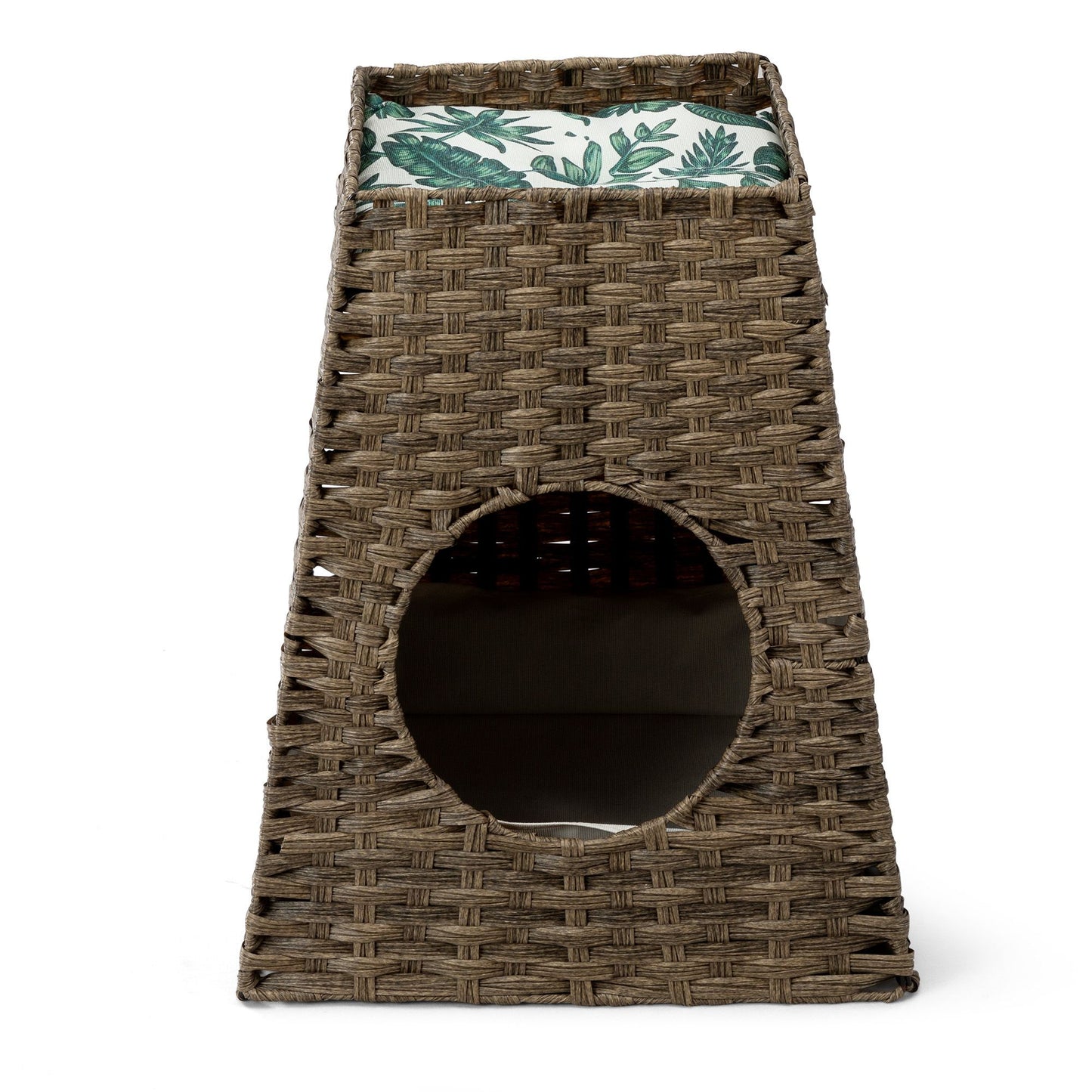 Multi-Functional Cat Washroom for Indoors & Outdoors - Rattan Cat House with Litter Box