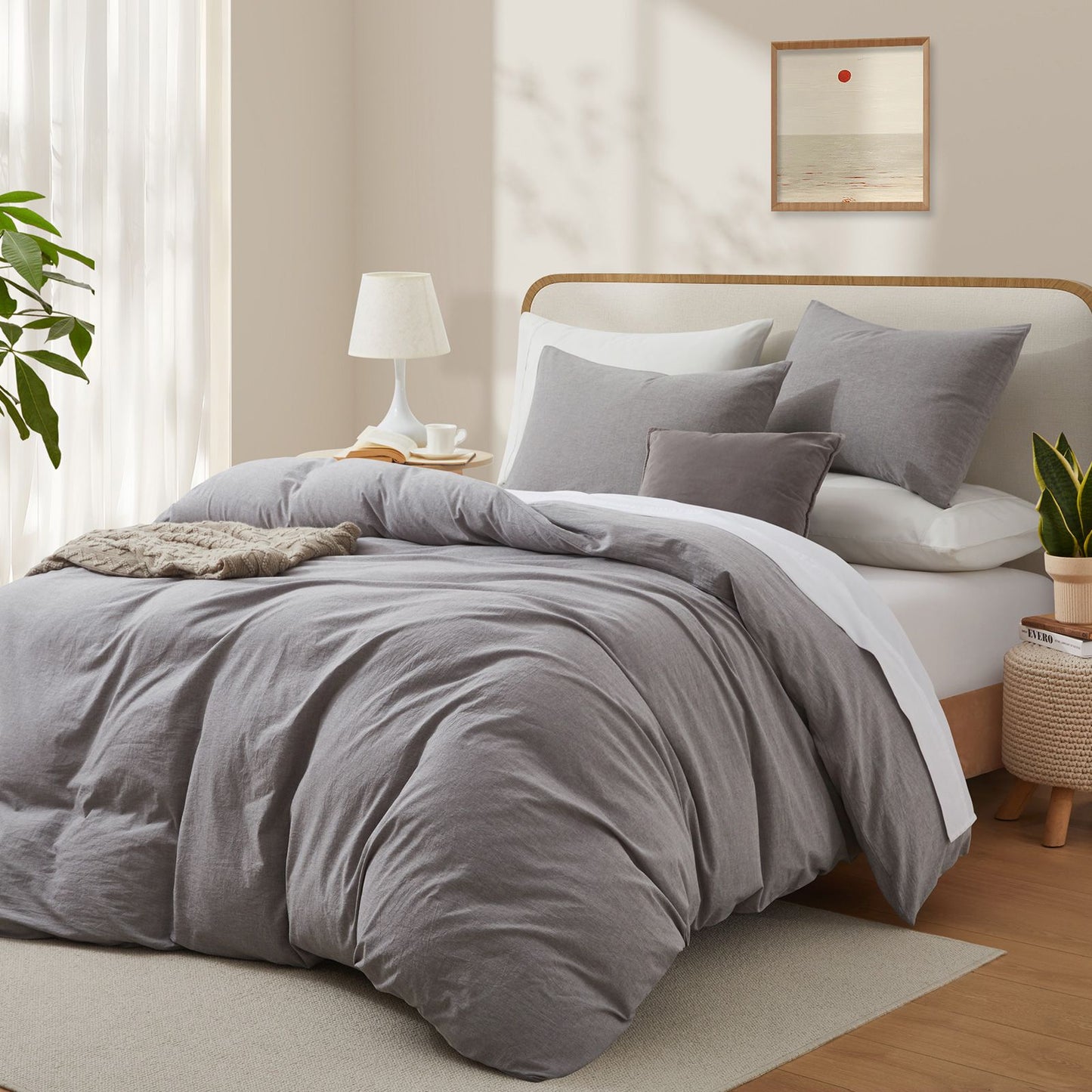 Beautifully coloured Duvet Sets in a Variety of Colours to Suit Your Taste - Durable, Fade-Resistant Bedding 100% Washed Cotton Duvet Cover Set  (No Comforter)