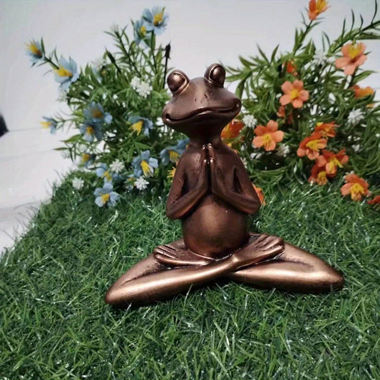 Yoga Frog  Miniature Meditation Resin Statue, For Desktop Living Room Bedroom Office Book Shelf Garden Outdoor Decoration, Home Decoration