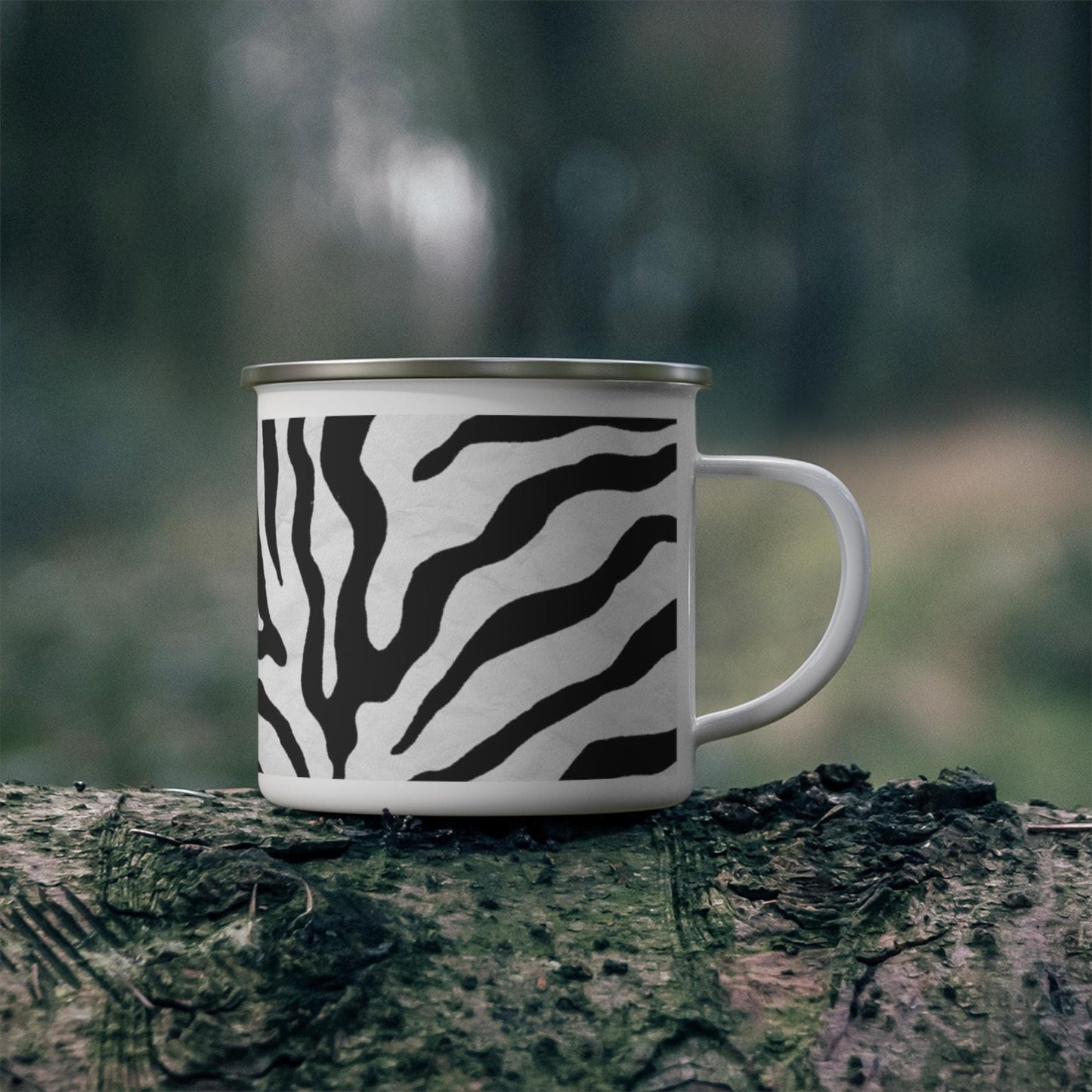 Enamel  Zebra Print Camping Mug, Outdoor Adventure Cup, Safari Camper Gift, Wildlife Lover Mug