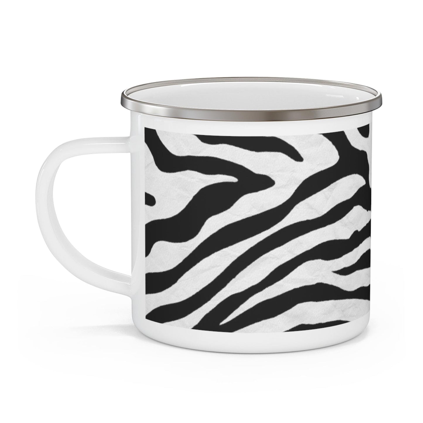 Enamel  Zebra Print Camping Mug, Outdoor Adventure Cup, Safari Camper Gift, Wildlife Lover Mug