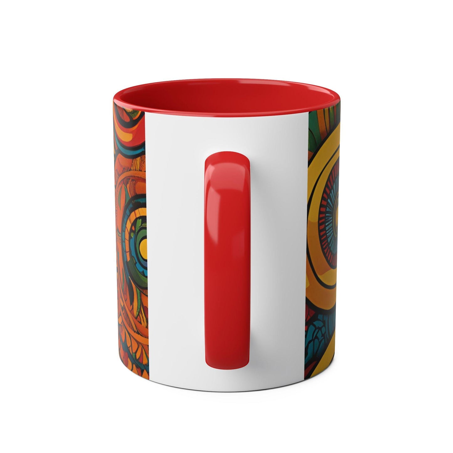 Coffee Mug, African Cultural Design, Two-Tone Ceramic Cup, Exotic Flavorful Gift, Ethnic Tea Cup