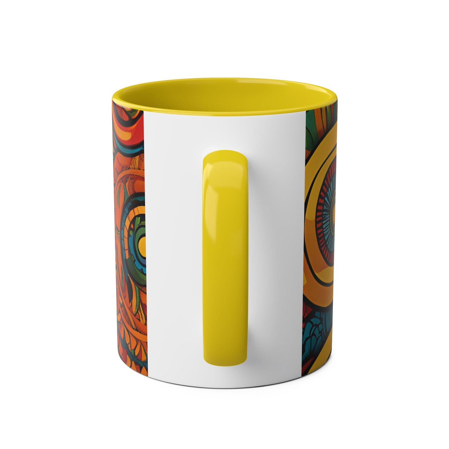 Coffee Mug, African Cultural Design, Two-Tone Ceramic Cup, Exotic Flavorful Gift, Ethnic Tea Cup