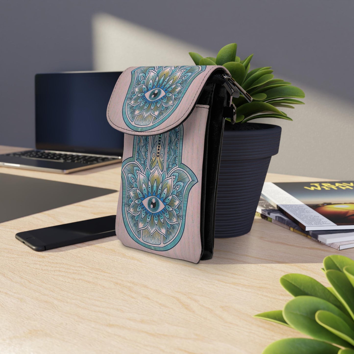 Hamsa Cell Phone Wallet - Keep away the evil eye with this stylish Hamsa design