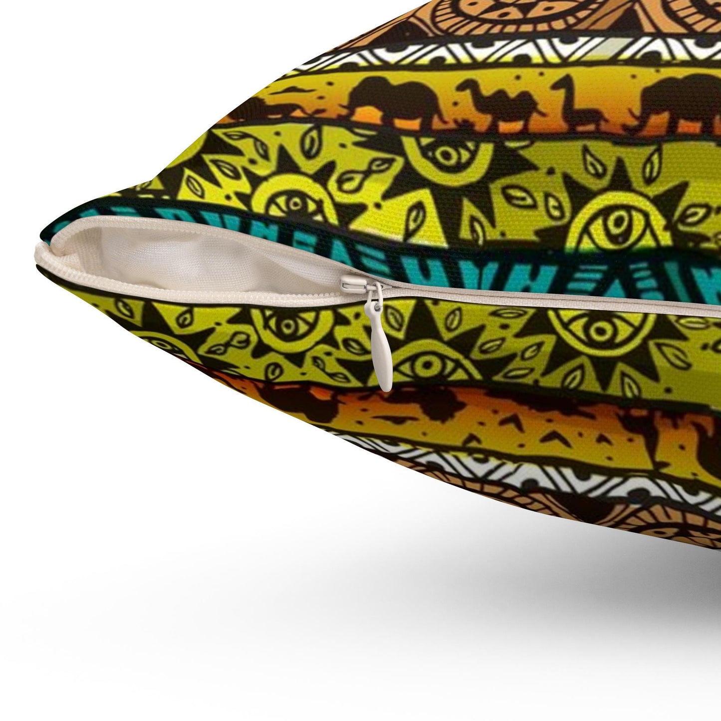 Vibrant African Design Cushion to brighten up your living space, Spun Polyester Square Pillow