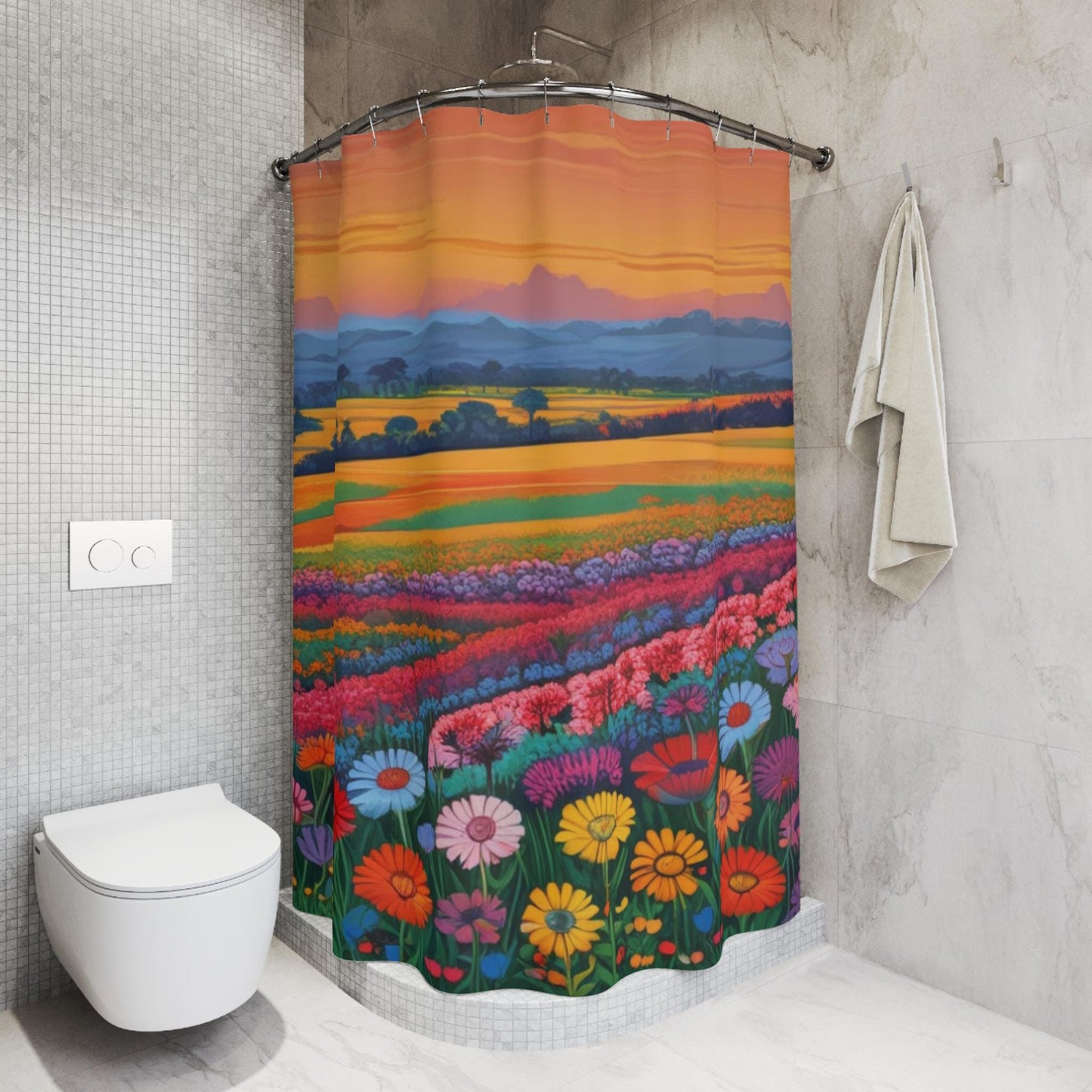 Shower Curtains - Enchanting Land of Vibrant Flowers and Dreamy Views, Bathroom Decor, Home Accessories, Wizard of Oz Land