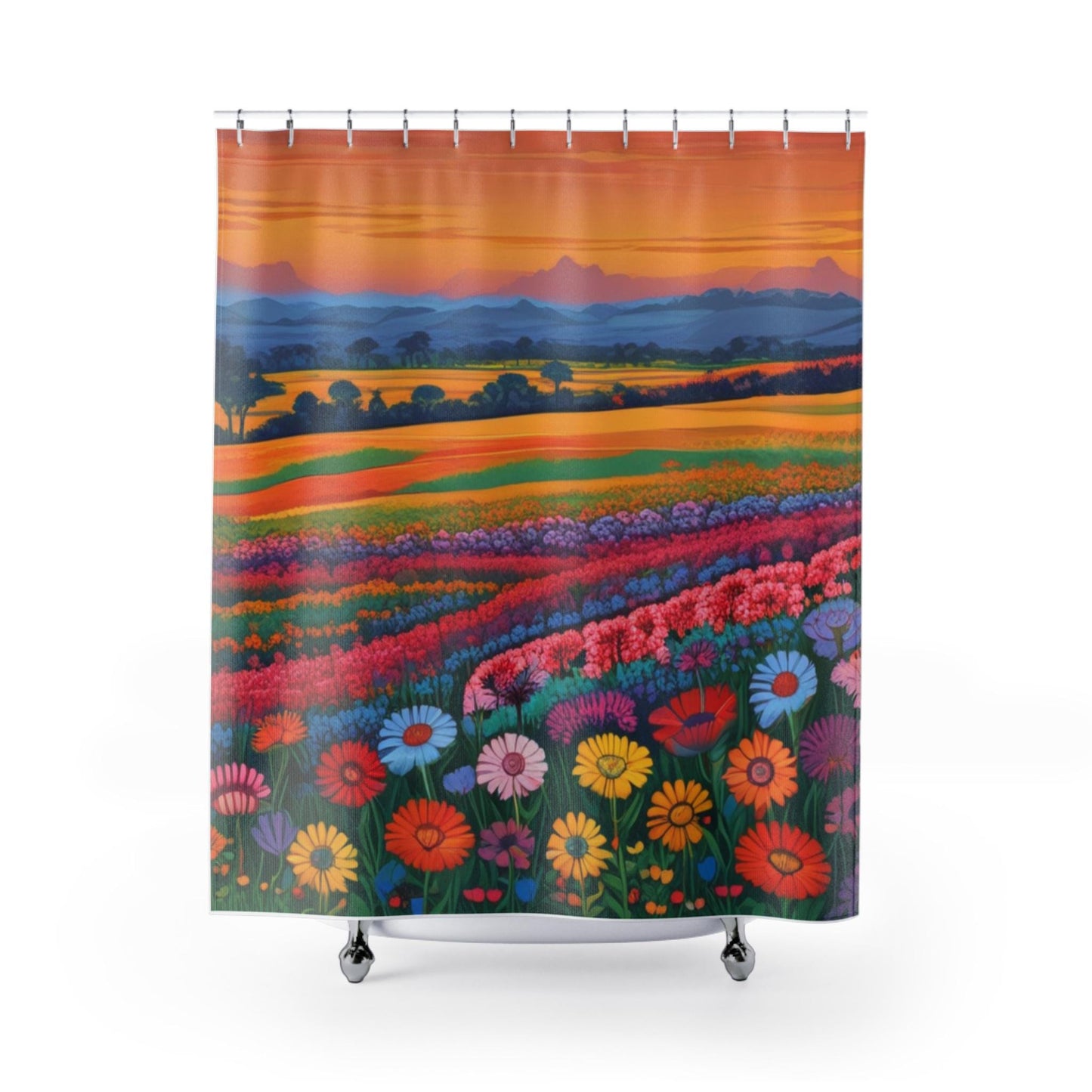 Shower Curtains - Enchanting Land of Vibrant Flowers and Dreamy Views, Bathroom Decor, Home Accessories, Wizard of Oz Land