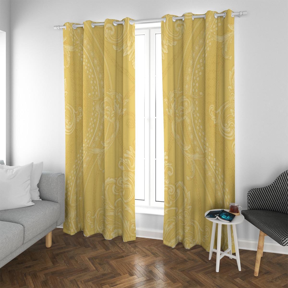 Golden Yellow Elegant Full Length Blackout Grommet Curtains | 265(gsm)