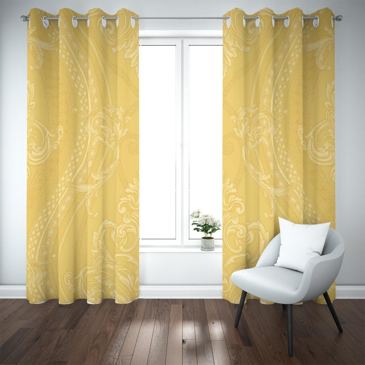 Golden Yellow Elegant Full Length Blackout Grommet Curtains | 265(gsm)