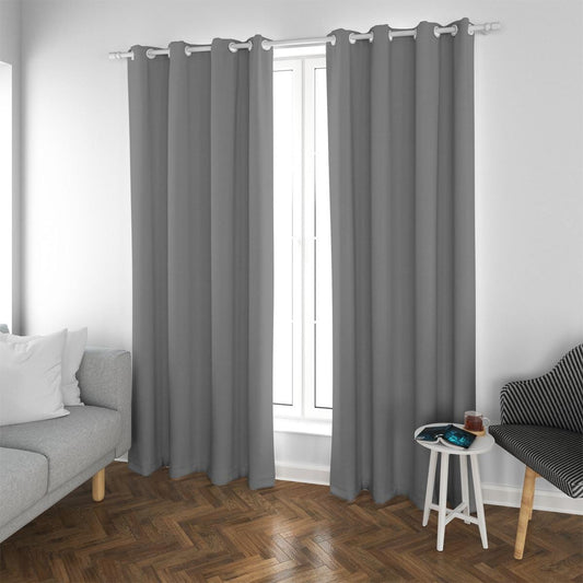 Dusky Warm Blue Blackout Grommet Curtains | 265(gsm)