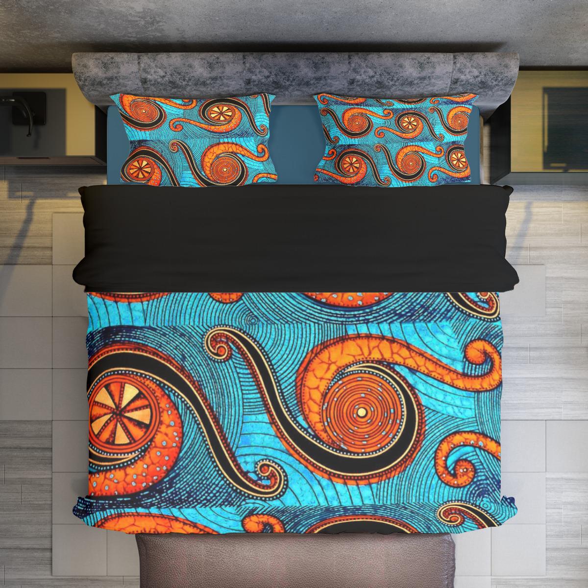 Ocean-Inspired Duvet Set with Vibrant Sea Snail Design