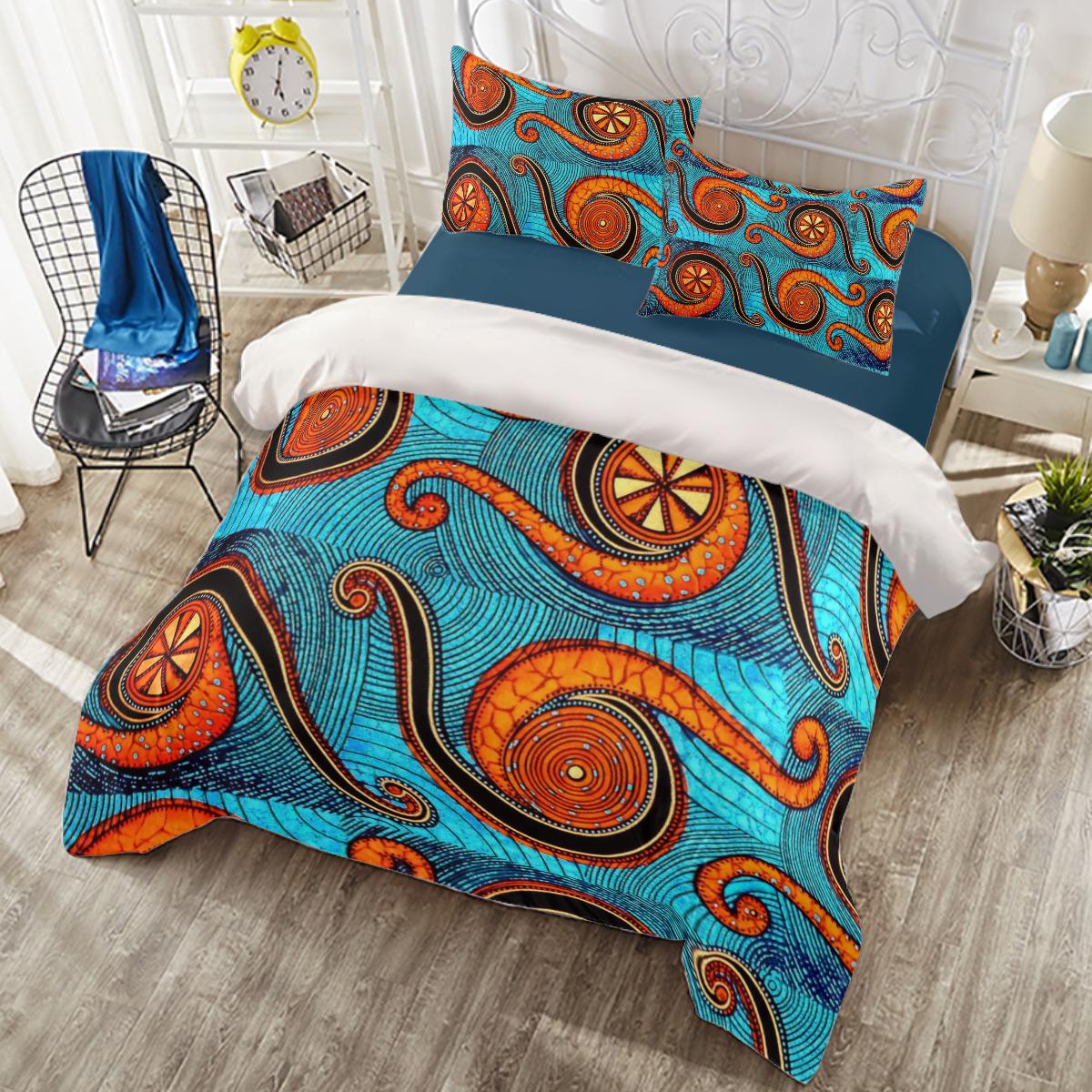 Ocean-Inspired Duvet Set with Vibrant Sea Snail Design