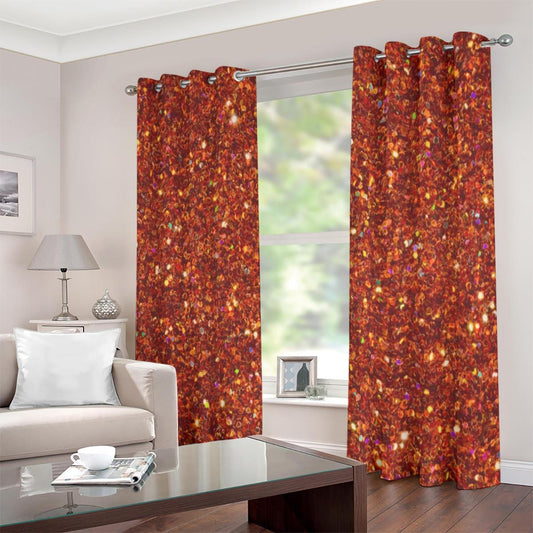 Deep Orange Starry Night Home Decor Grommet Curtains – Large Size