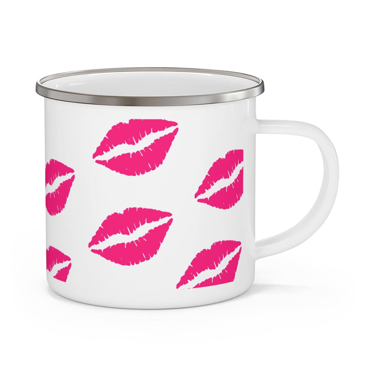 Enamel Camping Mug - Kisses for You - APT. Kissy Face Cozy Outdoor and Indoor Mug, Love Camping Cup, Patio Drinkware, Campfire Lover Gift,