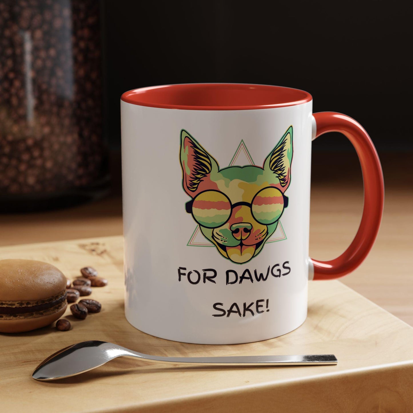 Accent Coffee Mug (11, 15oz) For  Dawgs Sake! An exclamation mug, a jolt to start your day, a humorous tongue in cheek mug