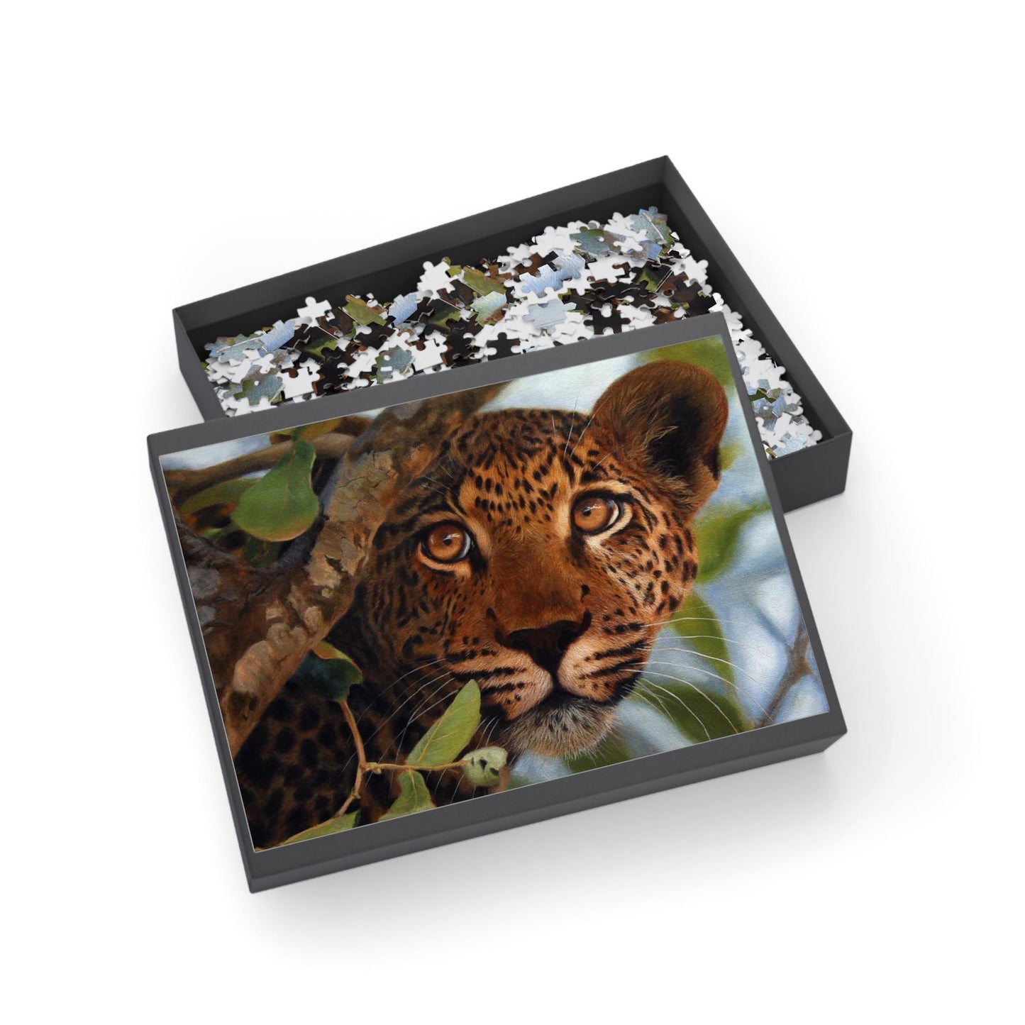 Jigsaw Puzzle, Leopard Watches You Puzzle, Wildlife Animal Lover Gift, Relaxing Activity, Mindful Game, 1000-Piece Puzzle, Family Fun,