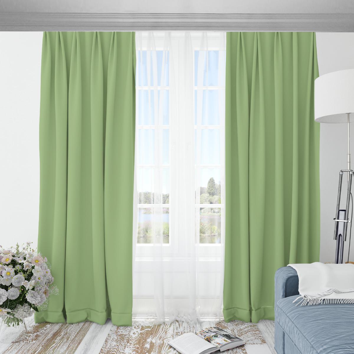 Elegant Forest Green Curtains with Hooks