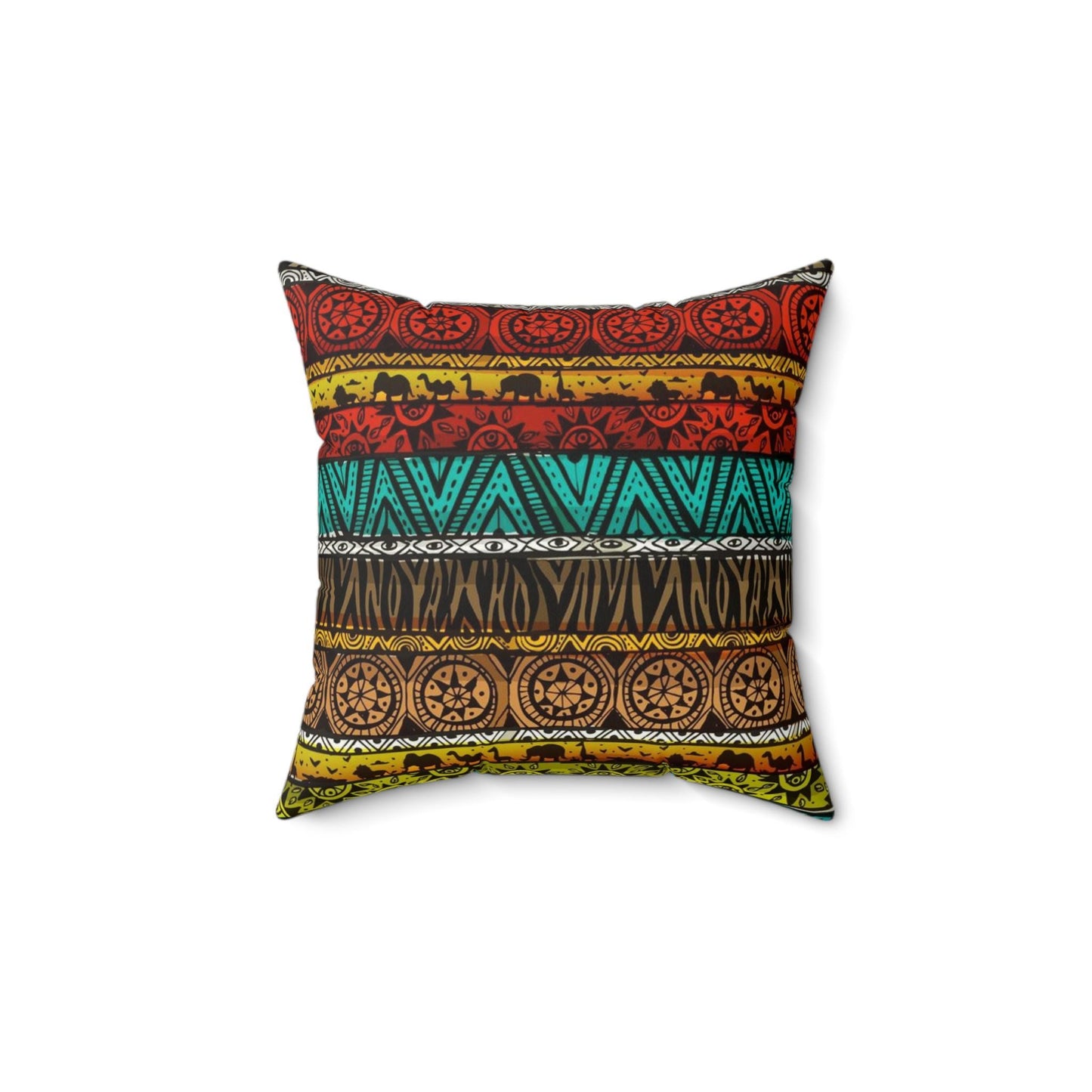 Vibrant African Design Cushion to brighten up your living space, Spun Polyester Square Pillow