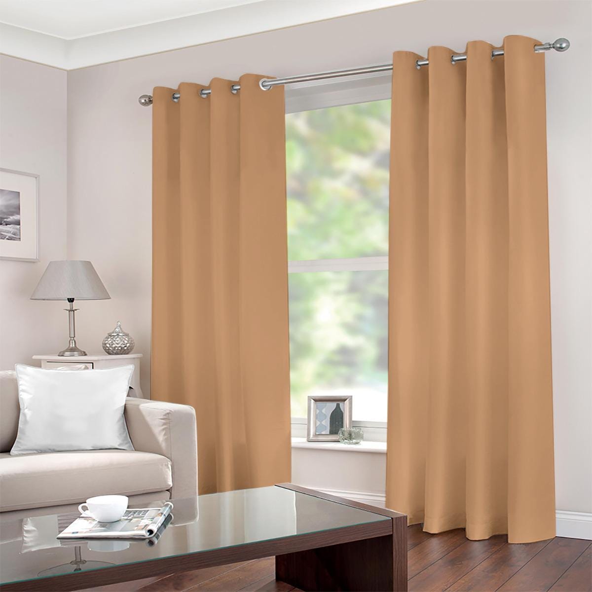 Stylish Cinnamon Brown Curtains with Grommets - Large Sizes