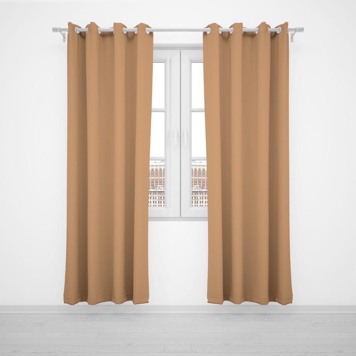 Stylish Cinnamon Brown Curtains with Grommets - Large Sizes