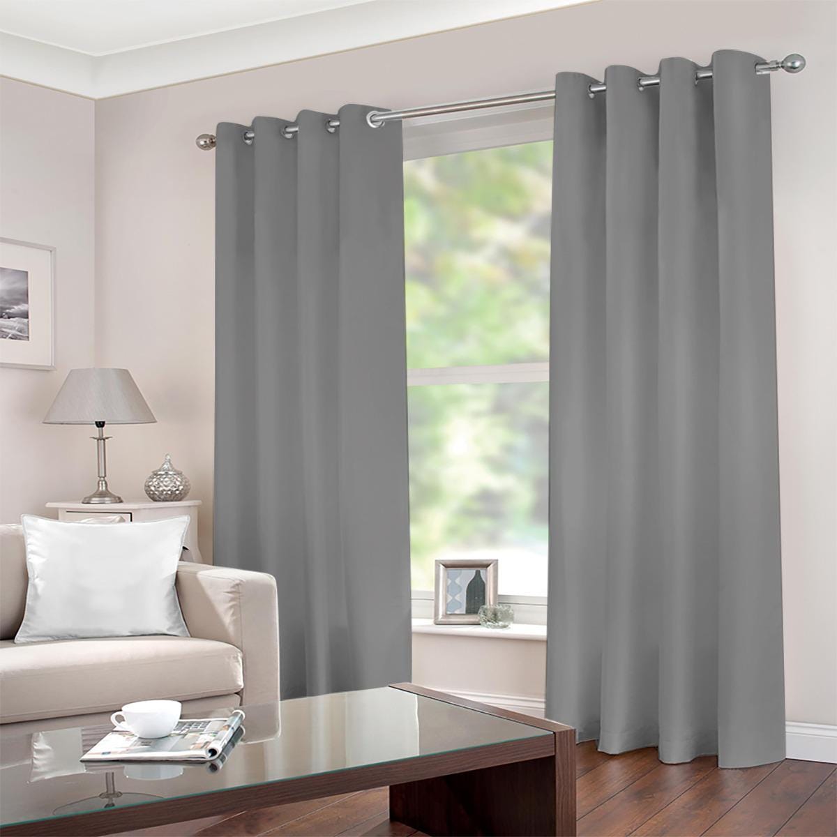 Dusky Warm Blue Blackout Grommet Curtains | 265(gsm)