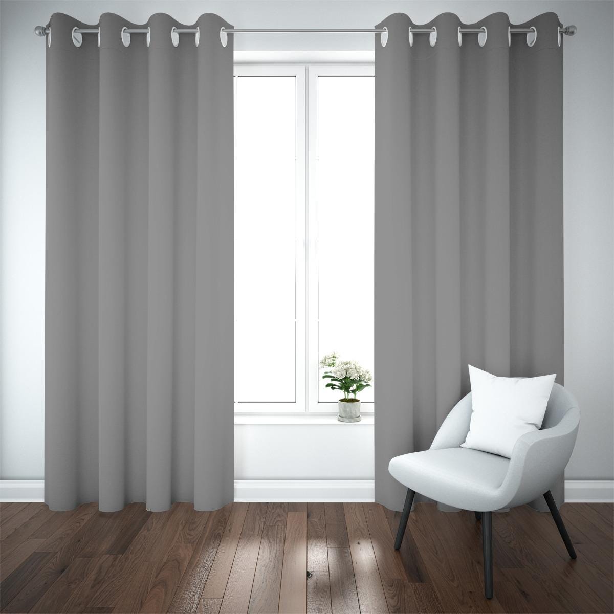 Dusky Warm Blue Blackout Grommet Curtains | 265(gsm)