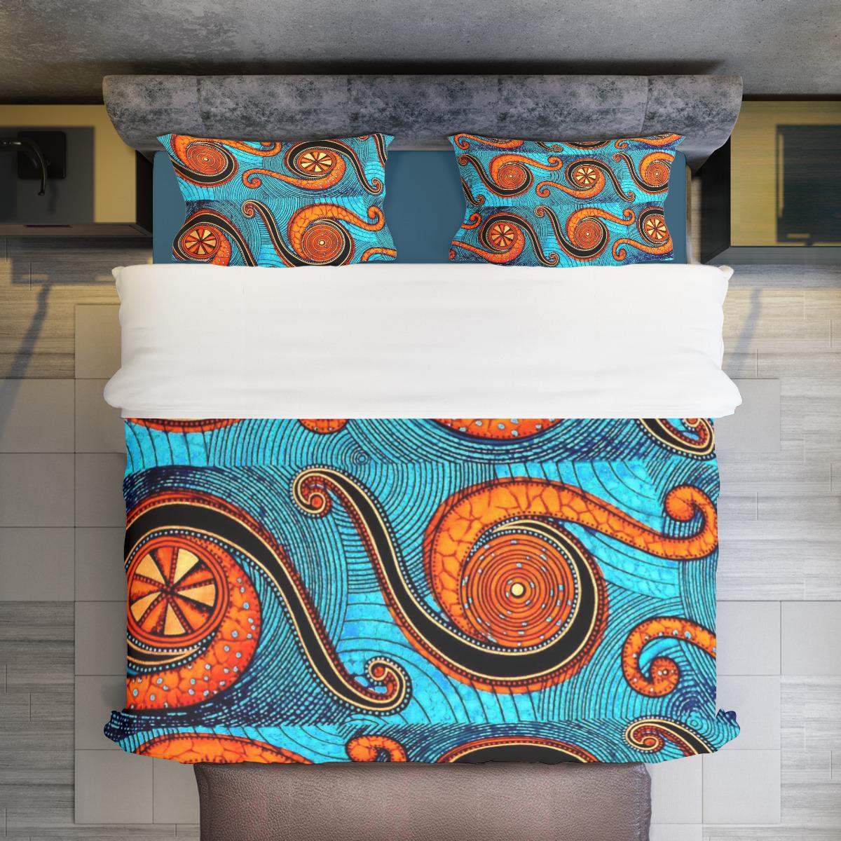 Ocean-Inspired Duvet Set with Vibrant Sea Snail Design