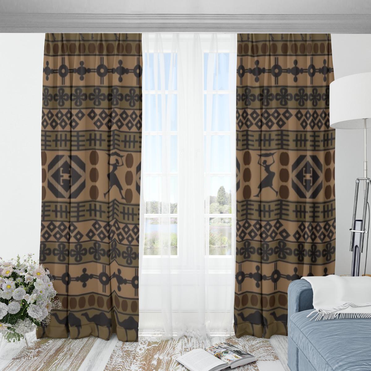 Boho-Inspired African Print Blackout Curtains – 265 (gsm) with Hooks,