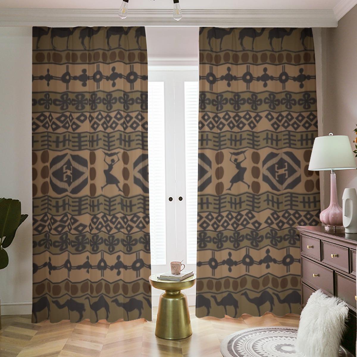 Boho-Inspired African Print Blackout Curtains – 265 (gsm) with Hooks,