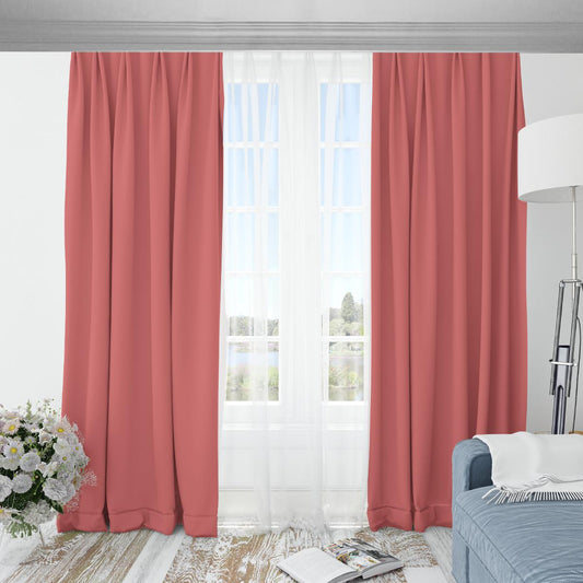 Berry and Cream Deep Pink Blackout Curtains with Hooks | 265(gsm)