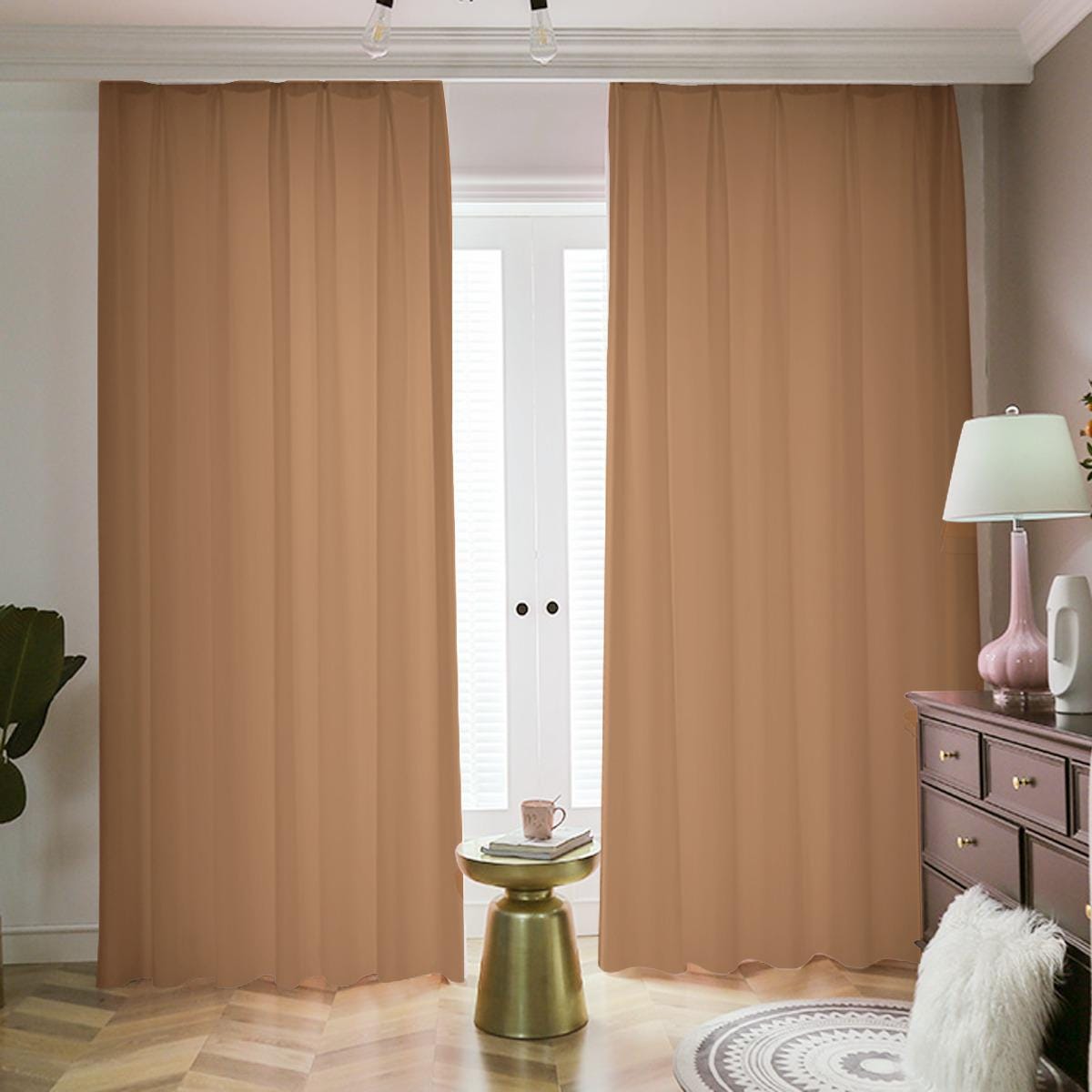 Earth and Nature Ground Brown Blackout Curtains with Hooks | 265(gsm)