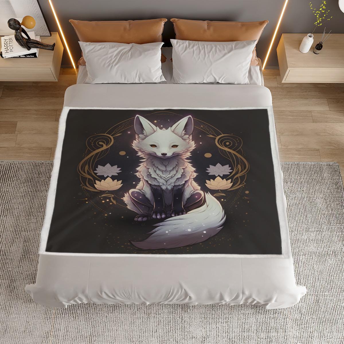 Cutest White Fox Household Warm Blanket